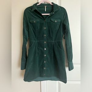 Free People Courderoy dress with brass buttons